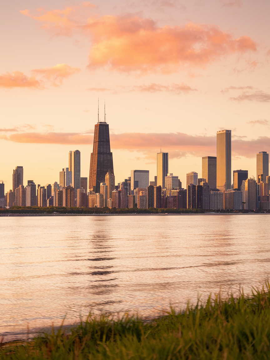 Chicago Loop skyline Riverwalk lakefront