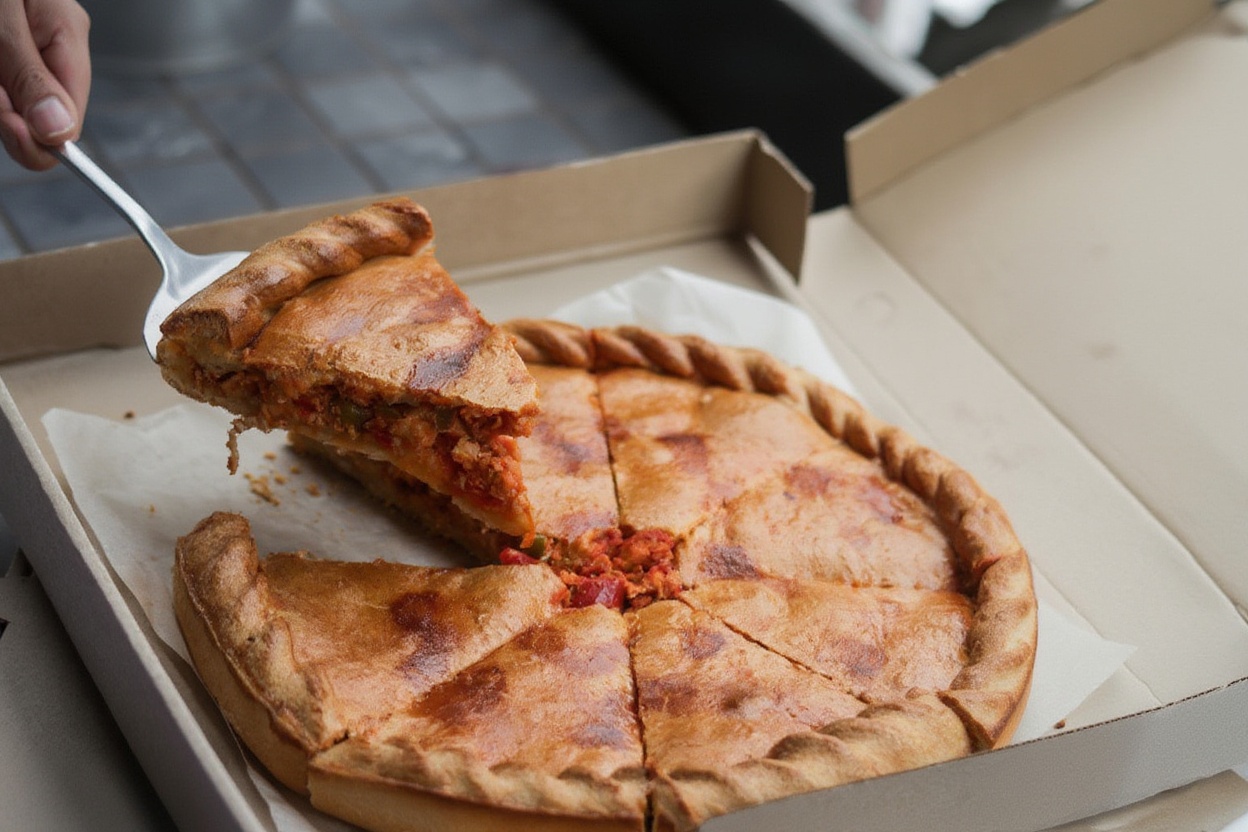 Pequod's signature caramelized cheese edge — this is what distinguishes it from every other deep dish in Chicago